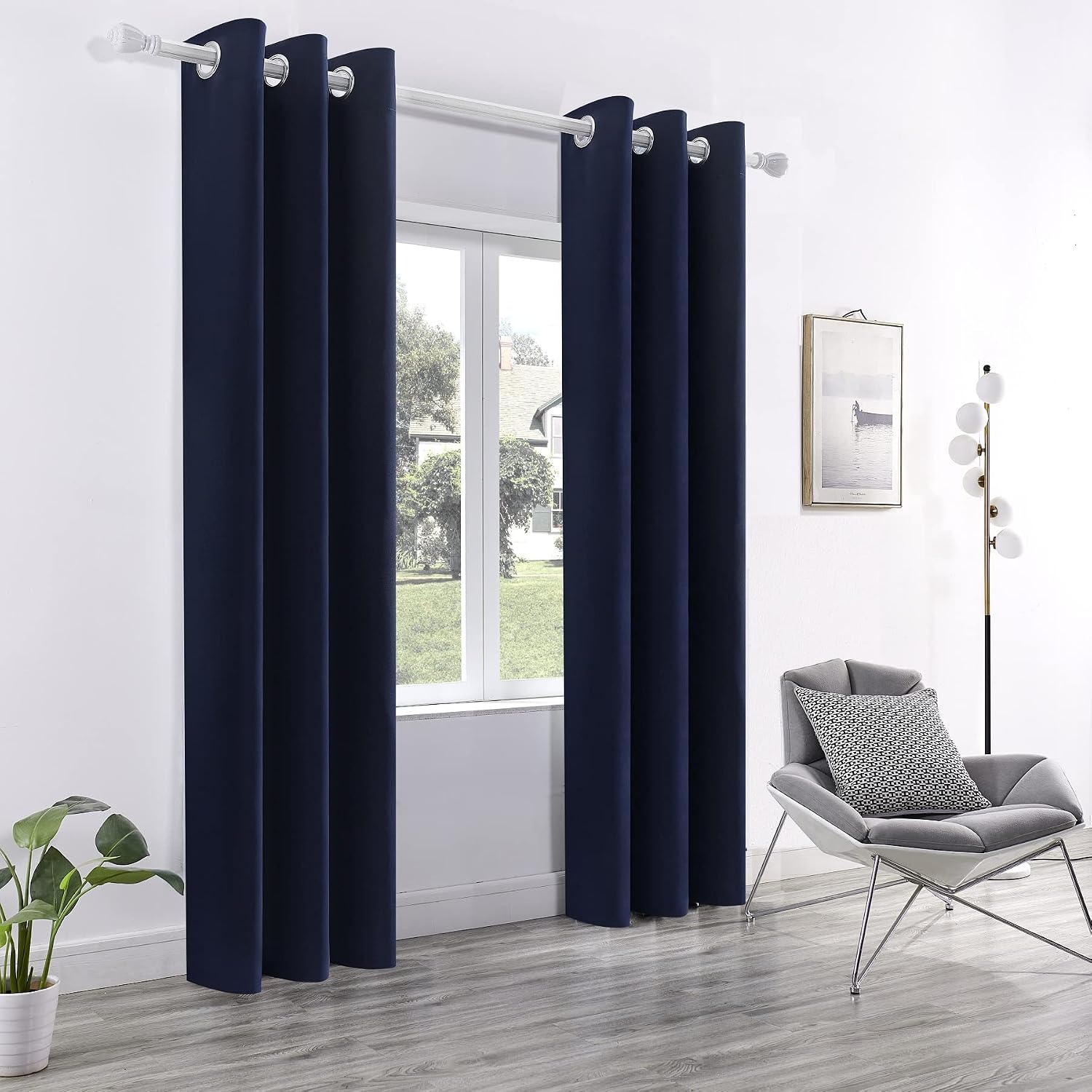 Pickluc Deep Navy Blackout Curtains 84 Inch Length 2 Panel Set, Solid Grommet Drapes for Bedroom or Living Room, Light Blocking and Thermal…