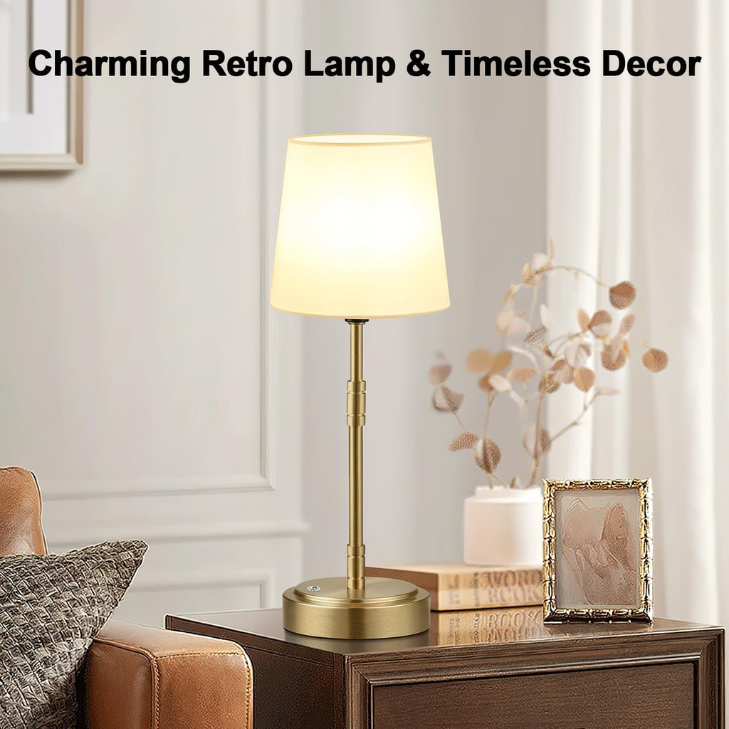 Cordless Table Lamps Set of 2 – Battery Operated Lamp with 7500mAh Rechargeable Battery, Stepless Dimmable Vintage Brass Desk Wireless…