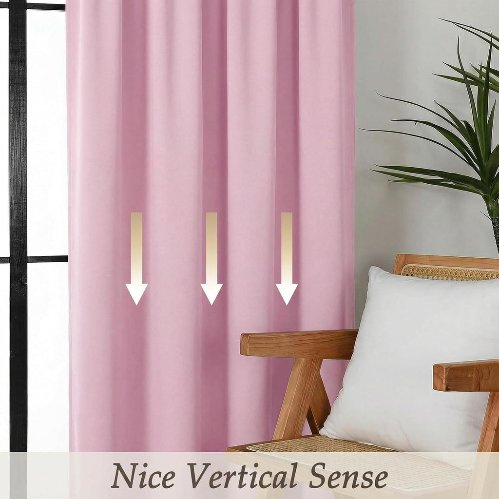 Gwine Pink Blackout Curtains for Bedroom 54 Inches Long - Thermal Insulated Noise Reducing Window Curtain Panels, Solid Room Darkening…