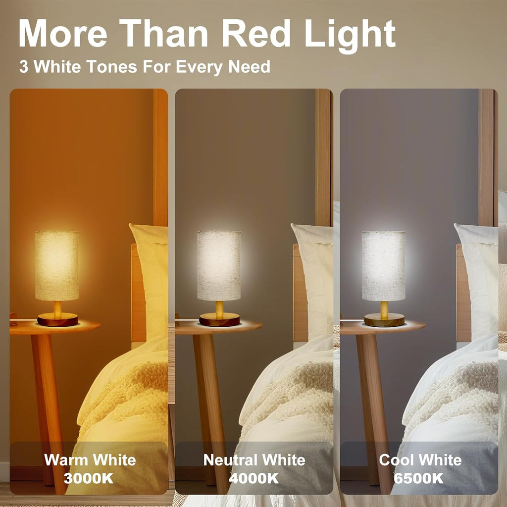 Red Light Lamp for Bedroom, Nightstand Lamp with 670nm Red & 3000-6500K White Light, Remote Control, Timer, Night Light, Dimmable LED…