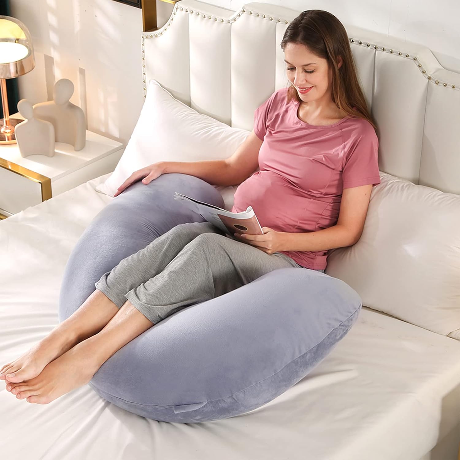 BATTOP Pregnancy Pillows for Sleeping, Pregnancy Must Haves Maternity Body Pillow with Cooling Washable Cover, New Mom Gifts for…