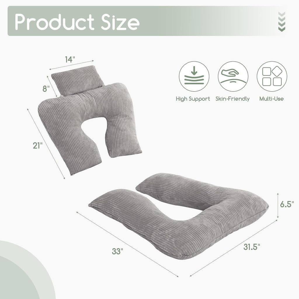 Higogogo Reading Pillow, Back Pillow for Sitting in Bed and Couch, Gaming Pillow for Adults, Sit Up Support for Bed, Grey Grey