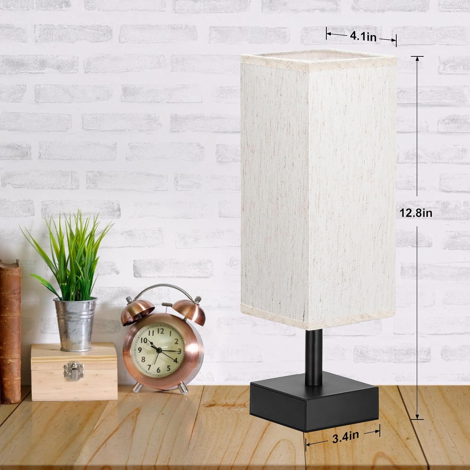 aooshine Small Table Lamp for Bedroom - Bedside Lamps for Nightstand, Minimalist Night Stand Light Lamp with Square Fabric Shade, Desk…