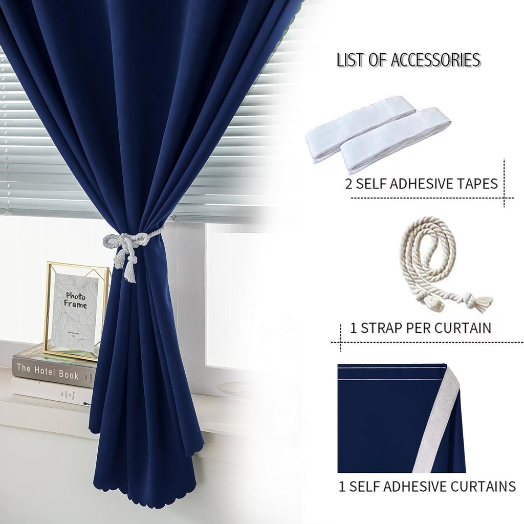 Self Adhesive Portable Blackout Curtains for Bedroom Easy to Install Window Thermal Lnsulated Kitchen Room Darkening Small Window…