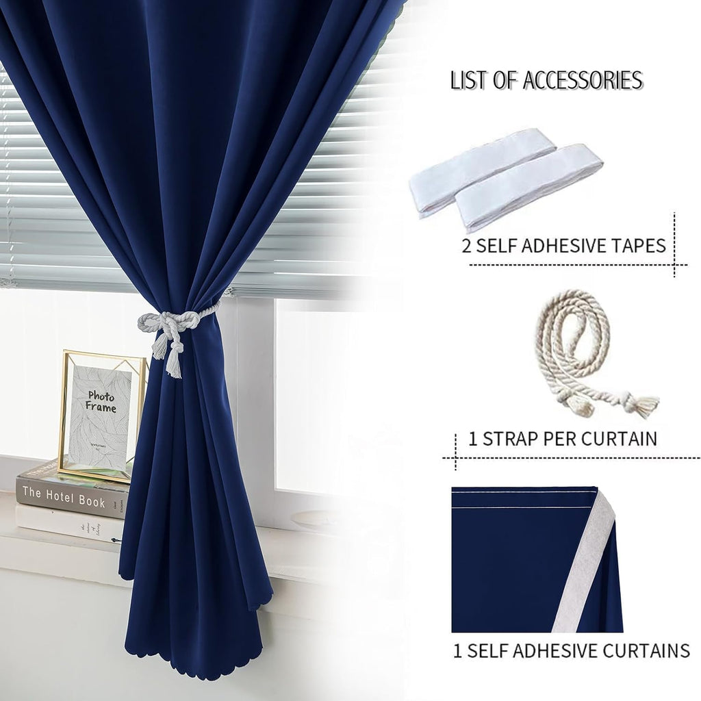 Self Adhesive Portable Blackout Curtains for Bedroom Easy to Install Window Thermal Lnsulated Kitchen Room Darkening Small Window…