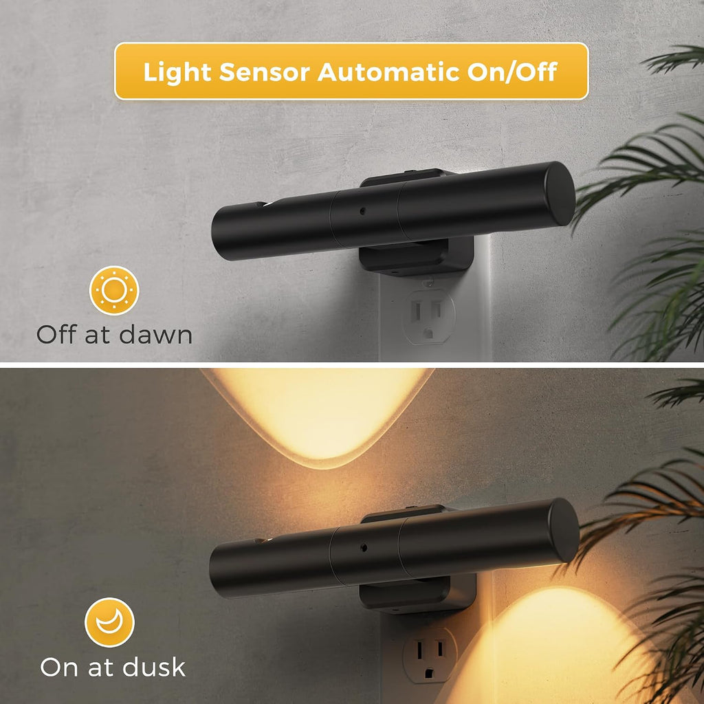 L LOHAS LED Night Light, Night Lights Plug into Wall, Auto Light Sensor 180° Rotating[2-Pack], Brightness Adjustable 0-100Lm, Soft White…