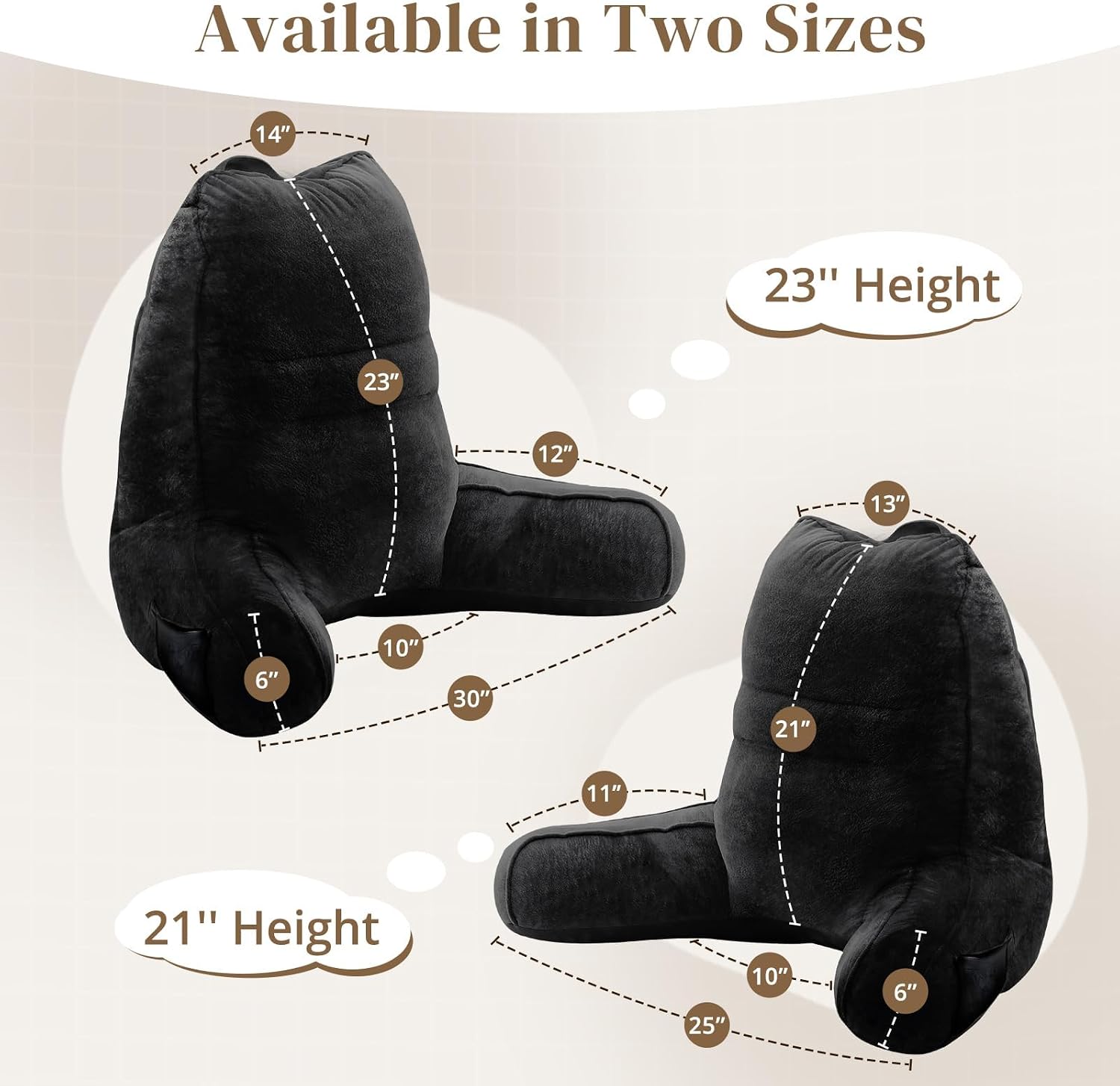 Sasttie Reading Pillow, Pillows for Reading or Relaxing – Ergonomic Support for Head, Neck, Back, and Lumbar, 21-Inch, Black Black
