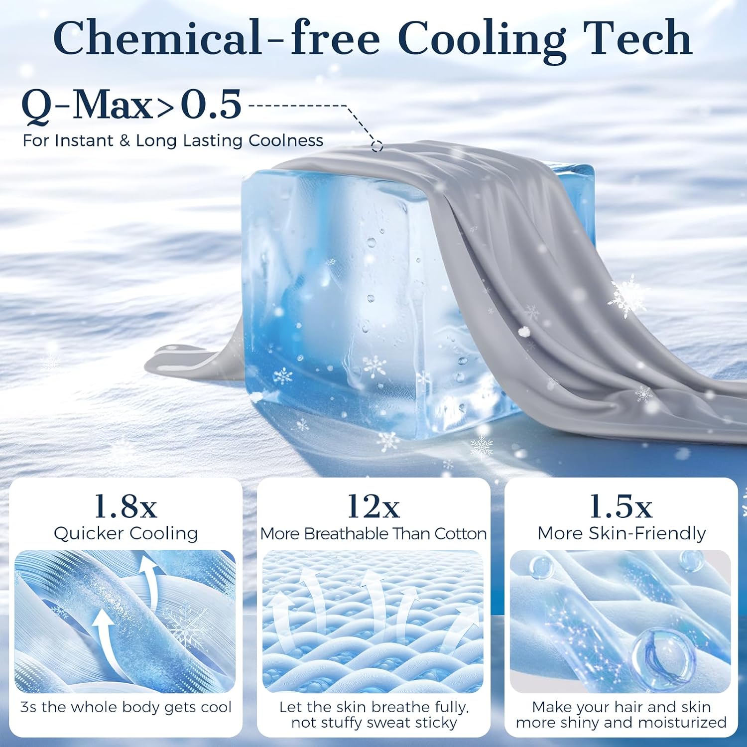 Cooling Pillow Cases 2 Pack Queen Size Cooling Pillowcases for Hot Sleeper Q-Max>0.5, Hydrates Skin & Hair, Reduces Wrinkles & Frizz…