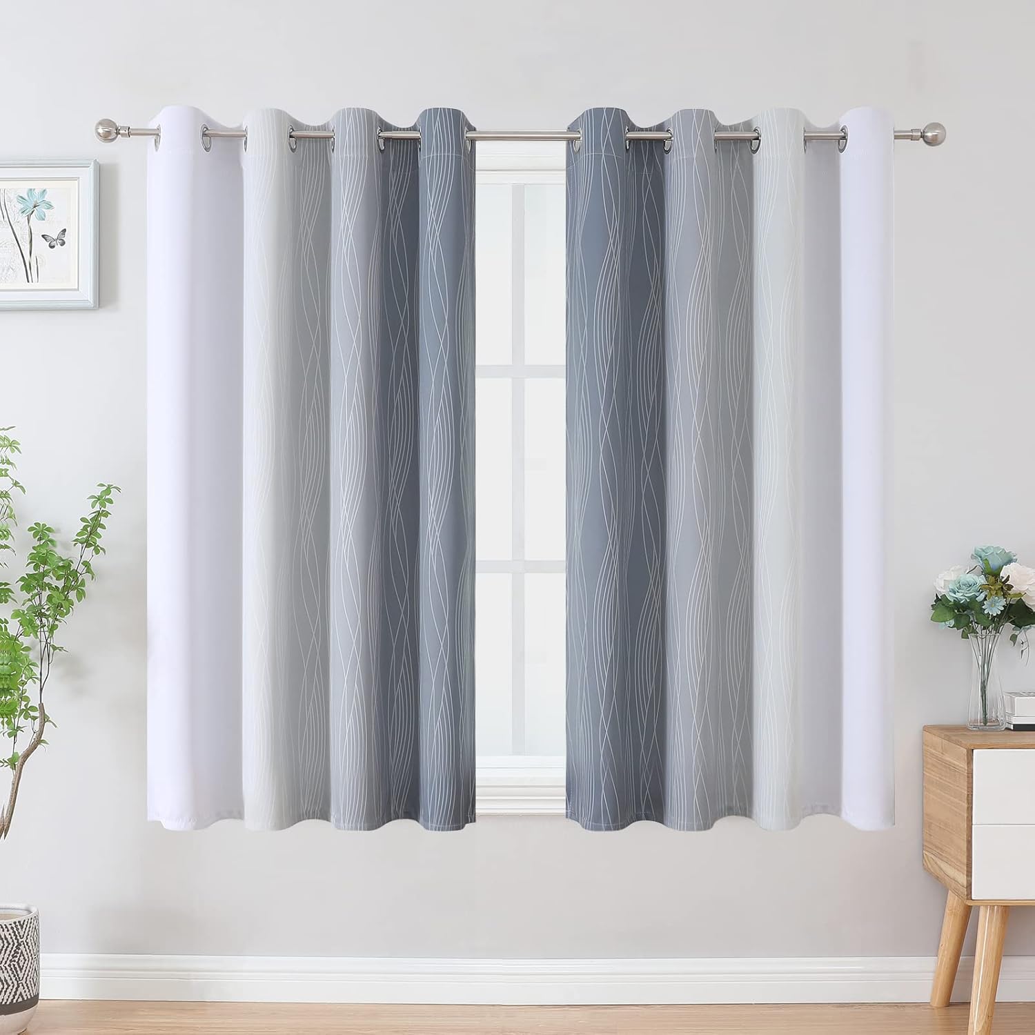 Estelartextiler Estelar Textiler Grayish White and Grey Blackout Curtains for Living Room, Ombre Thermal Insulated Noise Reducing Blackout…