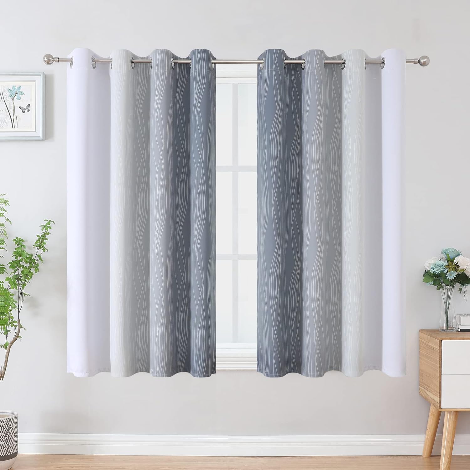 Estelartextiler Estelar Textiler Grayish White and Grey Blackout Curtains for Living Room, Ombre Thermal Insulated Noise Reducing Blackout…