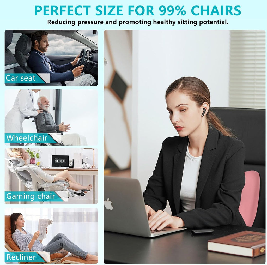 FLORICH 3 PCS Seat Cushion for Carseat Lumbar Support Pillow Car Neck Headrest Pillows Memory Foam Gel Memory Foam Massage Point Seat…
