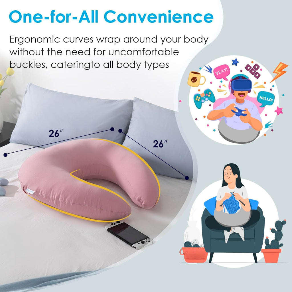 QUEEN ROSE Reading Pillow for Gaming, Lap Desk Pillow for Sitting in Bed or Sofa, Compact Arm Support Pillow for Reading, Playing or…