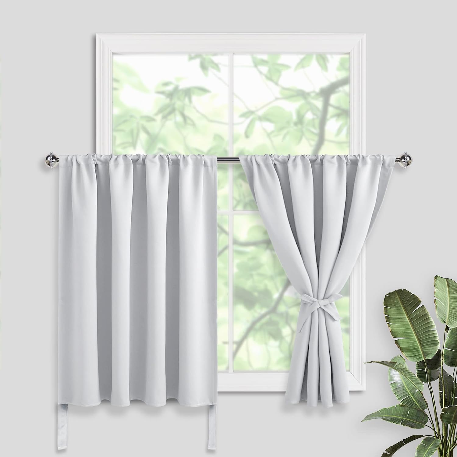 Jiuzhen Short Blackout Curtains for Small Window - Cafe Room Darkening Privacy Thermal Insulated Window Curtains Tiers for Bathroom, Kitchen…
