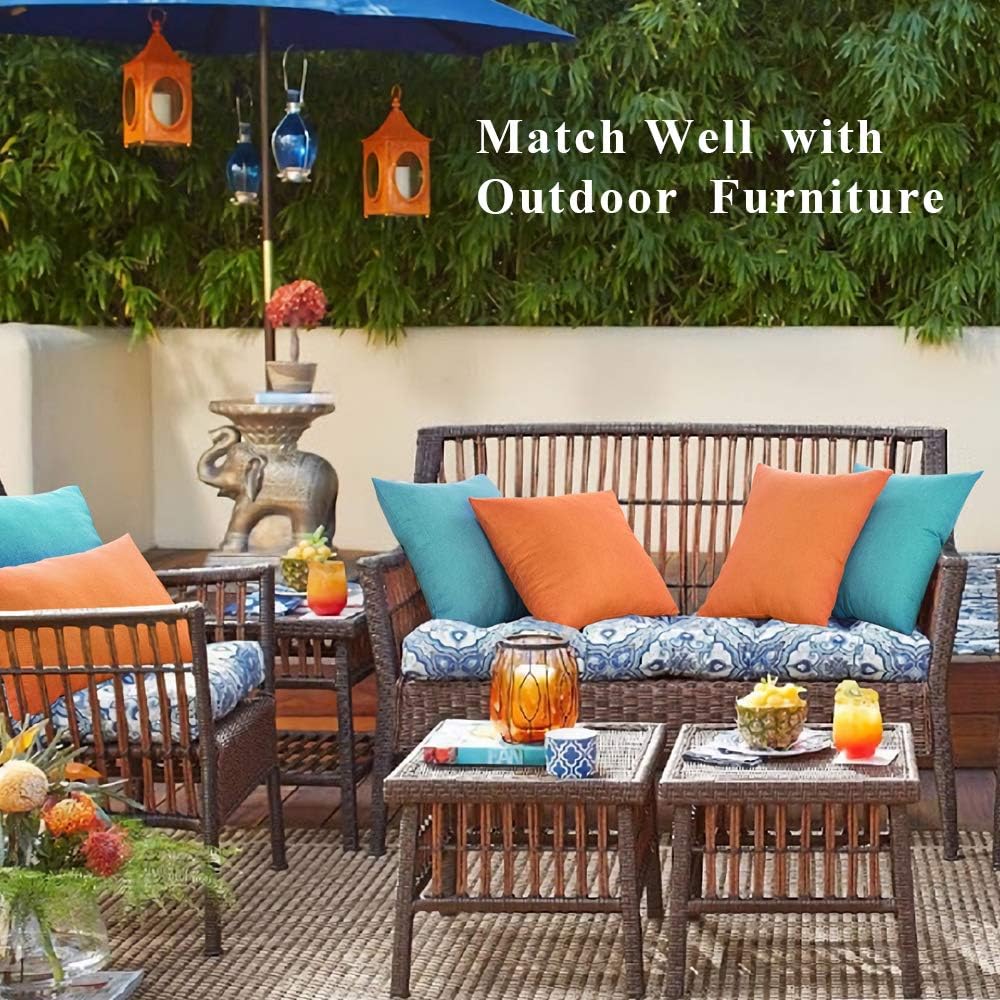 Miulee Pack of 2 Decorative Outdoor Solid Waterproof Throw Pillow Covers Faux Linen Garden Farmhouse Coastal Cushion Cases for Summer Patio…