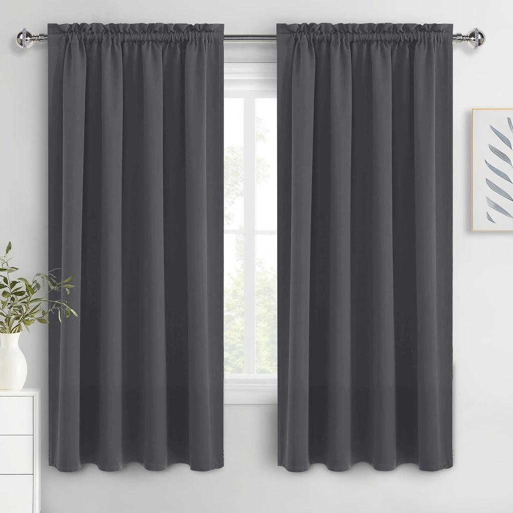 Dwcn Blackout Curtains for Bedroom 72 Inch Length 2 Panels Set, Solid Thermal Insulated Energy Saving Rod Pocket Window Treatment Curtains…