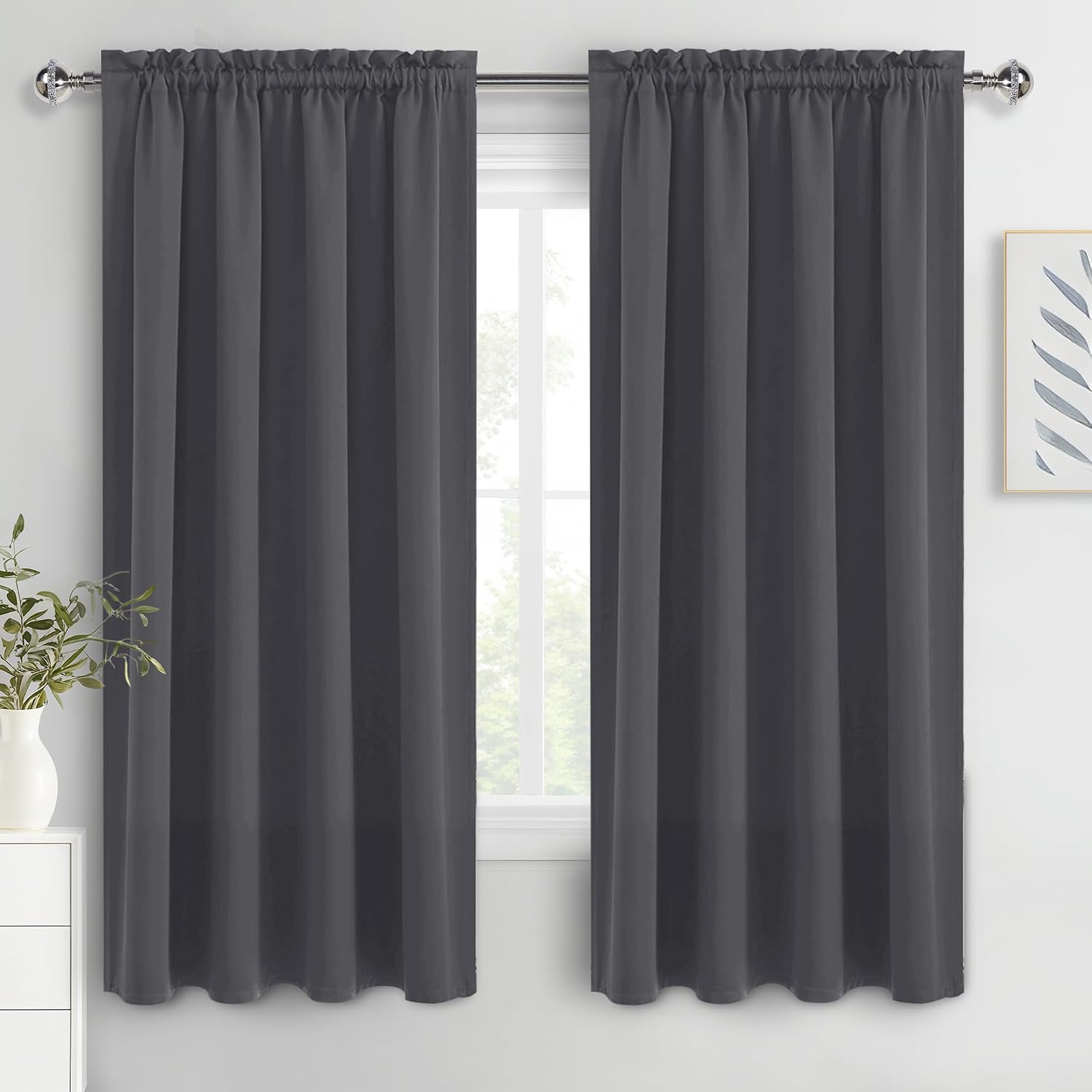 Dwcn Blackout Curtains for Bedroom 72 Inch Length 2 Panels Set, Solid Thermal Insulated Energy Saving Rod Pocket Window Treatment Curtains…