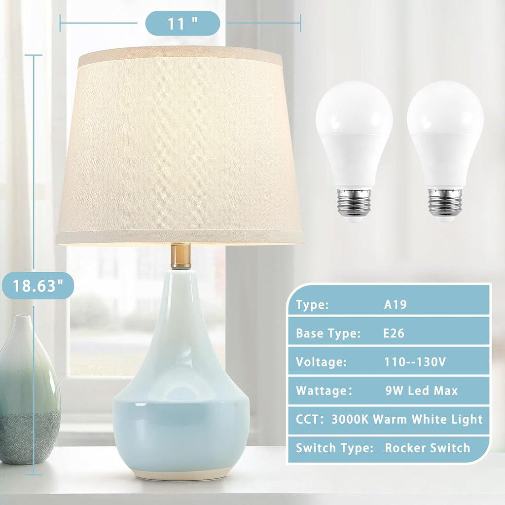 GyroVu 18" Table Lamp Set of 2, Ceramic Lamp Classic Beside Lamps Nightstand Lamp Modern Cute Lamp for Living Room, Bedroom & Office…