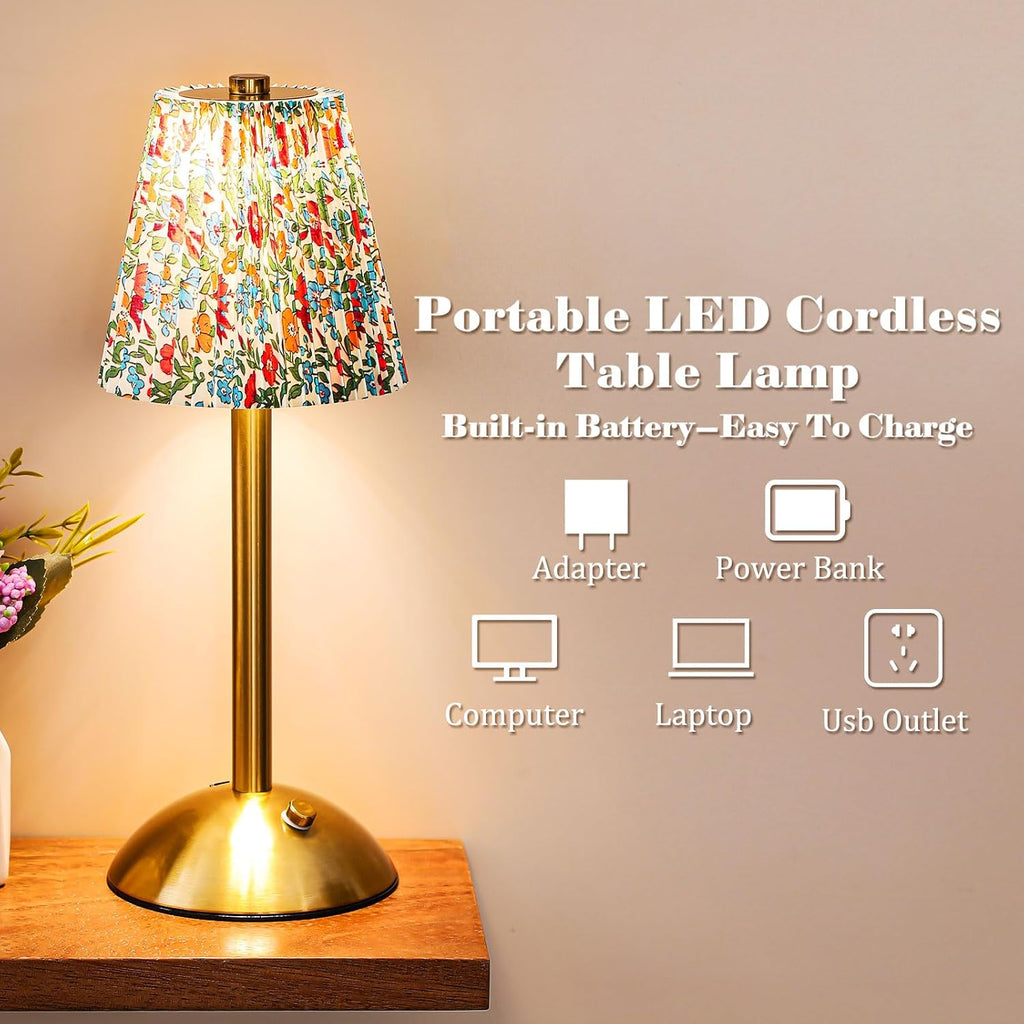 Liliful 2 Pcs Cordless Table Lamp Rechargeable Touch LED Small Gold Portable Battery Operated USB-c Desk Lamp 3 Color Dimmable for…
