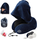Travel Pillow with Extra Large Hood for Airplane Long Flights Privacy and Comfort Memory Foam with Velvet Cover for Road Trip Head&Neck…