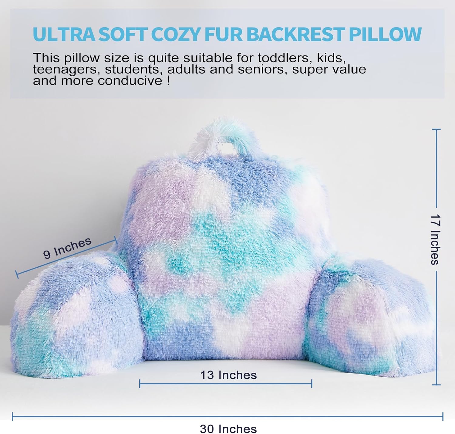 Bedriping Reading Pillow for Bed Adult - Faux Fur Backrest Pillow with Arms, Ergonomic Back Rest Pillow for Sitting Up in Bed, Extra Fluffy…
