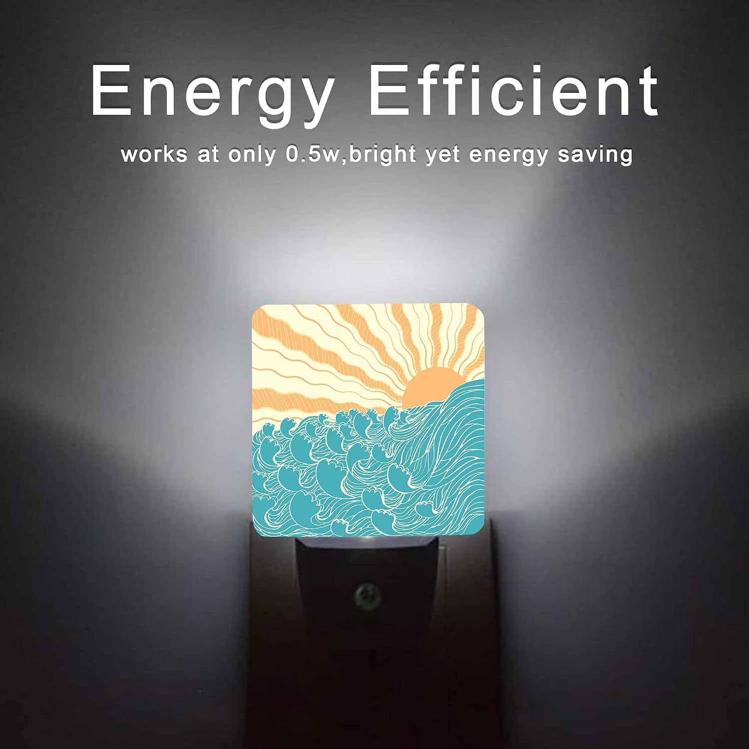 Waves Night Light, Sea Landscape Sun Plug-in Night Lights with Dusk-to-Dawn Sensor for Women/Girls/Boys Gift Sleep Friendly lamp for…