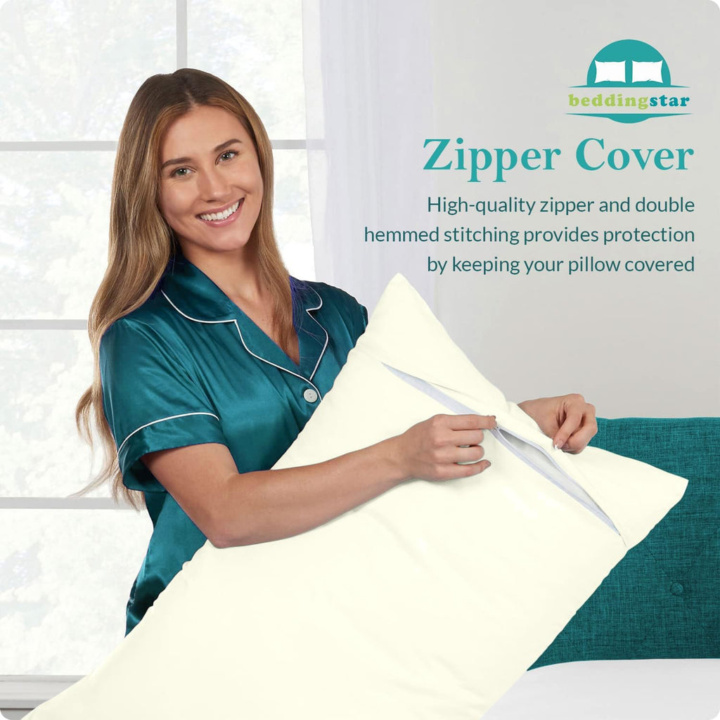 Body Pillow Cover 20x54 Body Pillow Case 100% Egyptian Cotton Hotel Quality 1-Pieces Ivory Body Pillow Cover Premium 600 Thread Count…