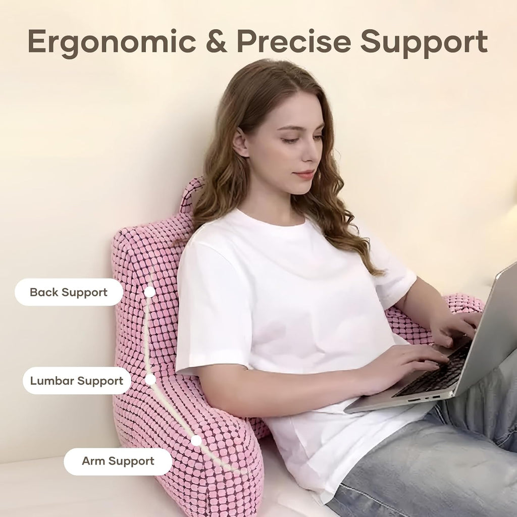 NOONTIDE Reading Pillow L-Size with Top Handle, Uniquely Designed Soft Fabric, Ergonomic Back Support for Bed, Couch & Reading, Comes…