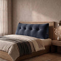 Headboard Pillow Full Size, Reading Pillow for Bed, Wave Pattern Wedge Pillow, Tufted Backrest Support, Headboard Substitute, Darkgray