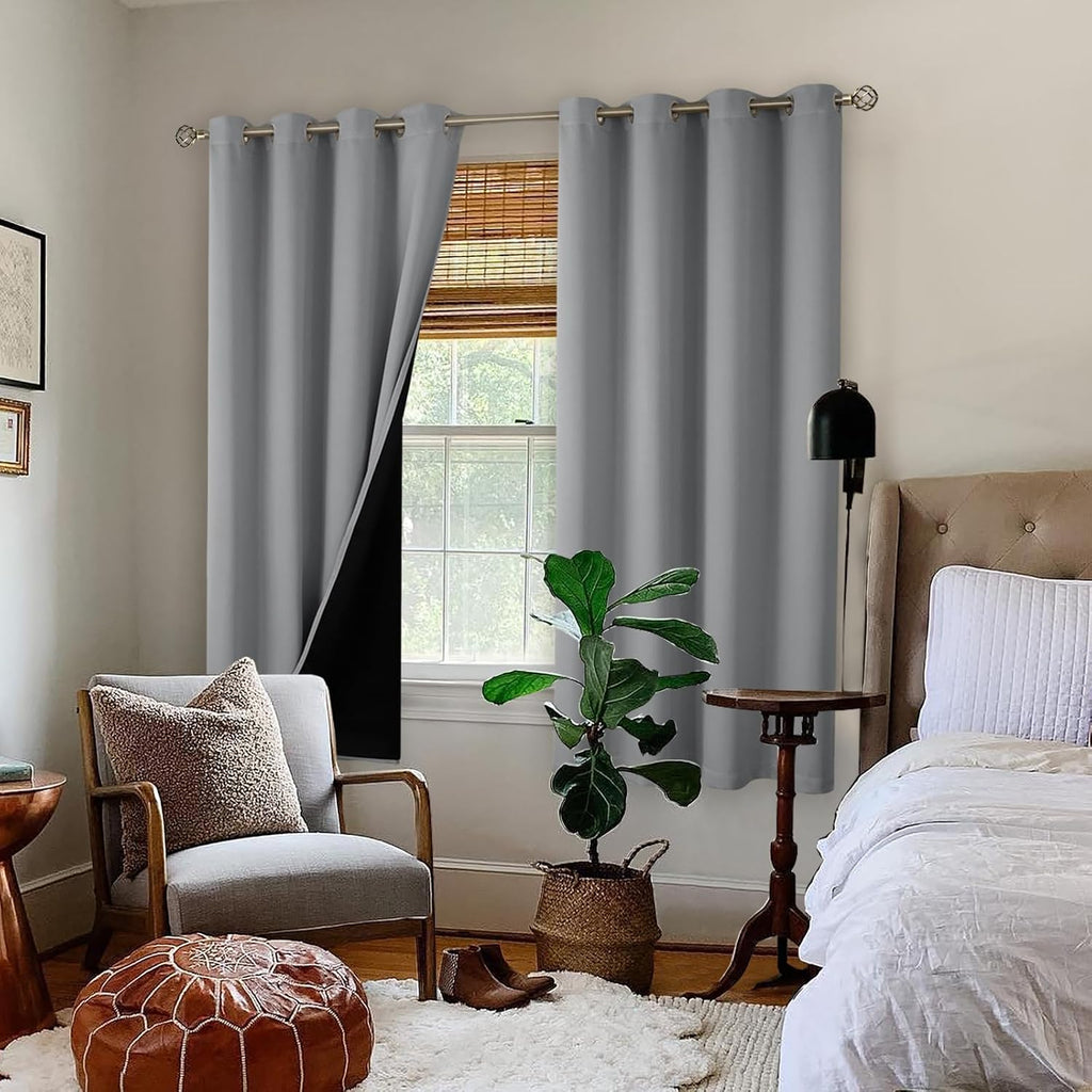 BGment Thermal Insulated 100% Blackout Curtains 63 Inch Length 2 Panels, Total Light Blocking Curtains for Bedroom, Grommet Window Drapes w…