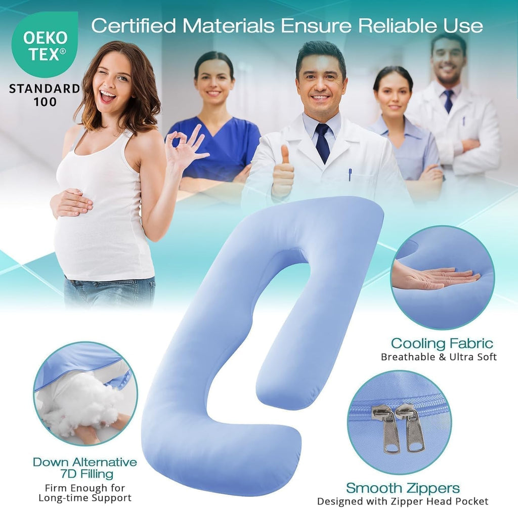 Sasttie Pregnancy Pillows for Sleeping, Jumbo U Shaped Cooling Full Body Pillow with Removable Cover, Pregnant Women Must Haves, Maternity…