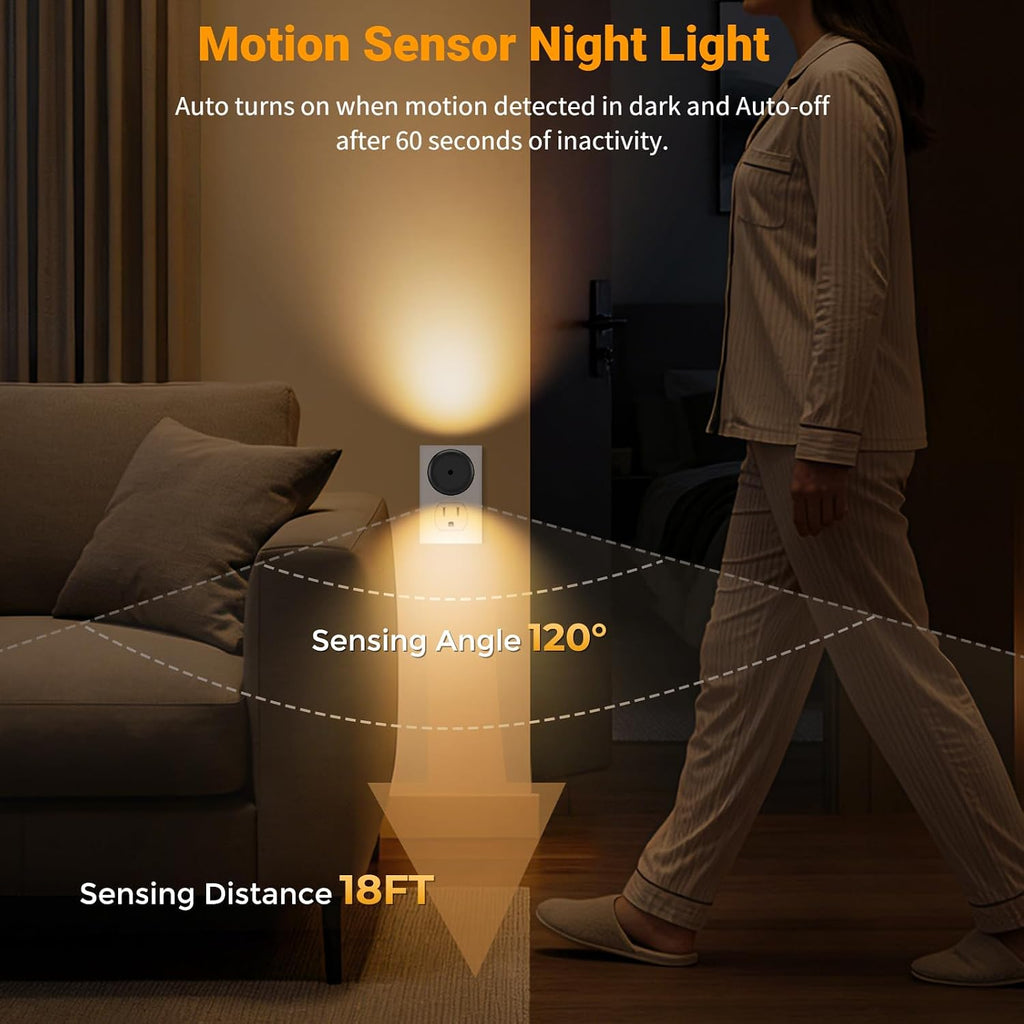 TSEXES LED Night Light, Motion Sensor Night Lights Plug into Wall with Dusk to Dawn Sensor, Auto On/Off, Motion Activated Night…