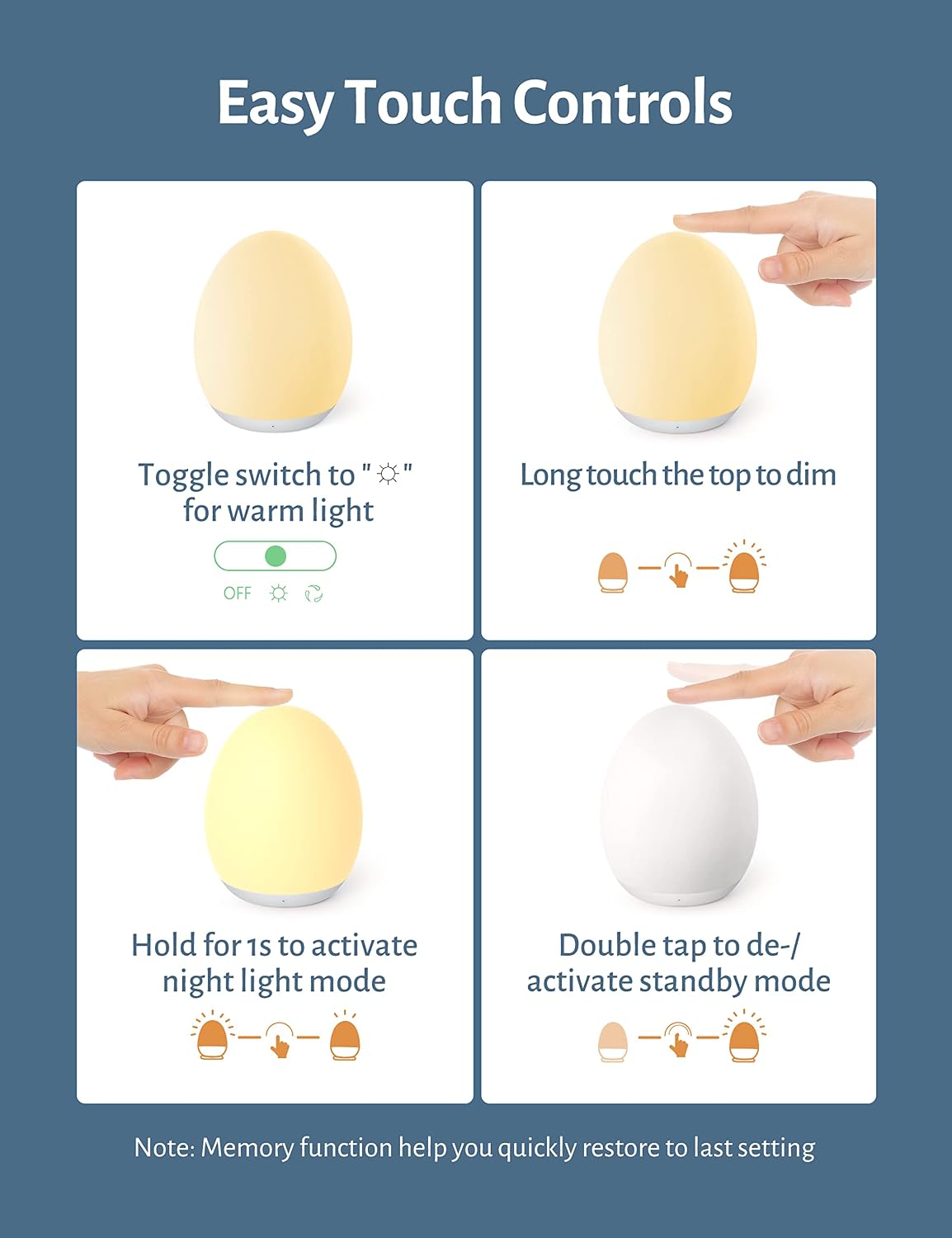 Night Light for Kids, Baby Night Light with 7 Colors Changing Mode & Stepless Dimming, Nursery Night Light BPA Free, Rechargeable Egg…