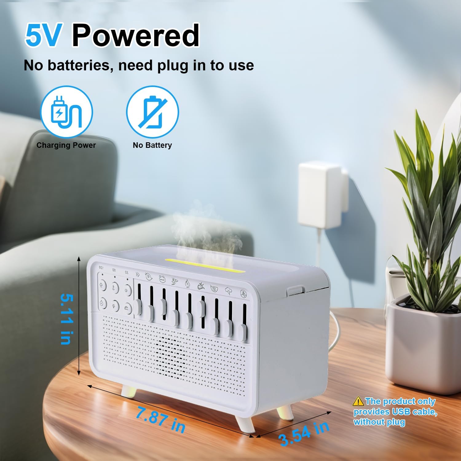 White Noise Night Light Humidifier, 3-in-1 White Noise Sound Machine Humidifier with 8 Ambient Sounds, Diffuser Sound Box Powered by USB…