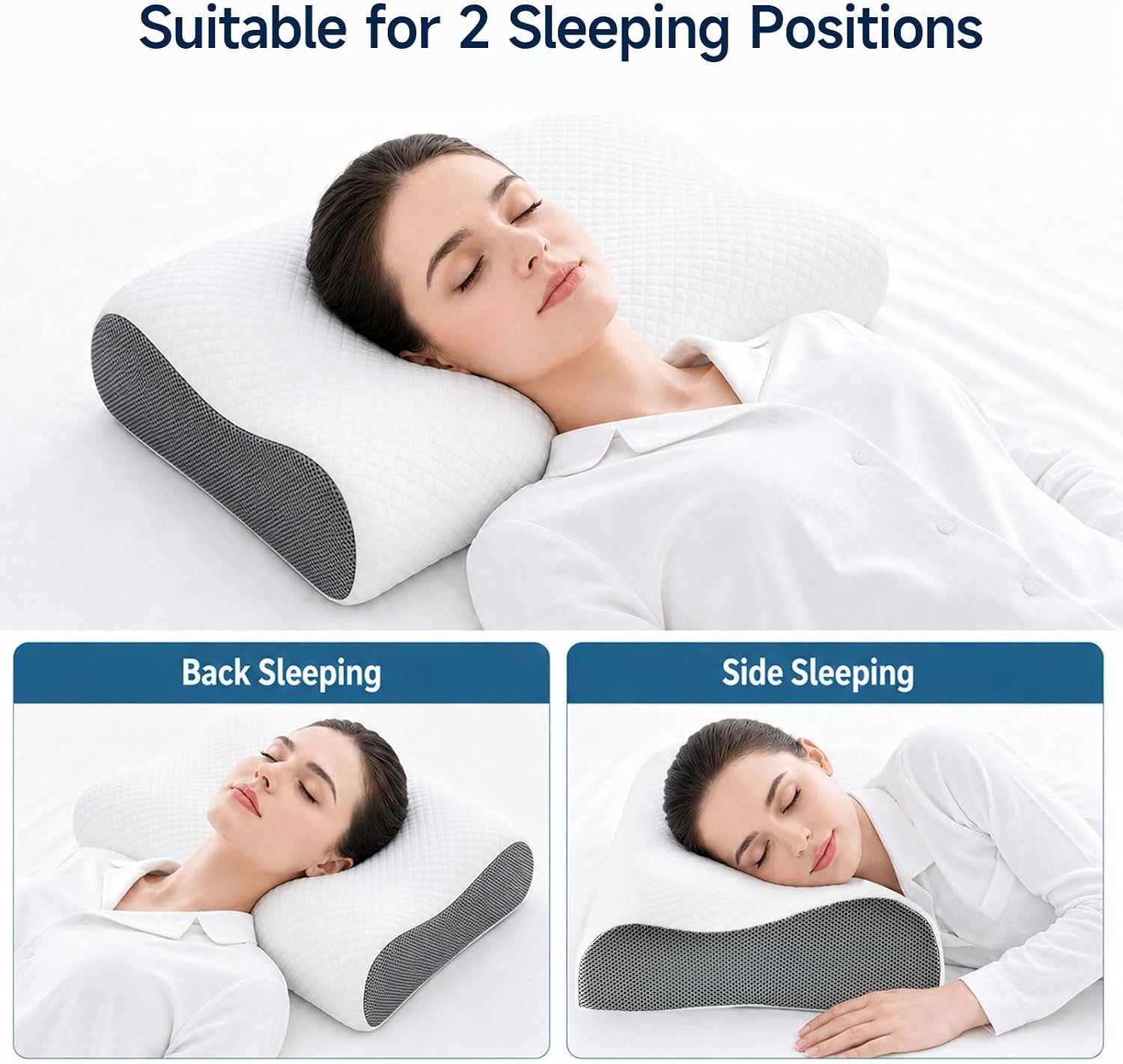 Memory Foam Cervical Pillow for Neck Support - Orthopedic Ergonomic Contour Pillow for Side Back Sleepers - Relatively Soft,150…