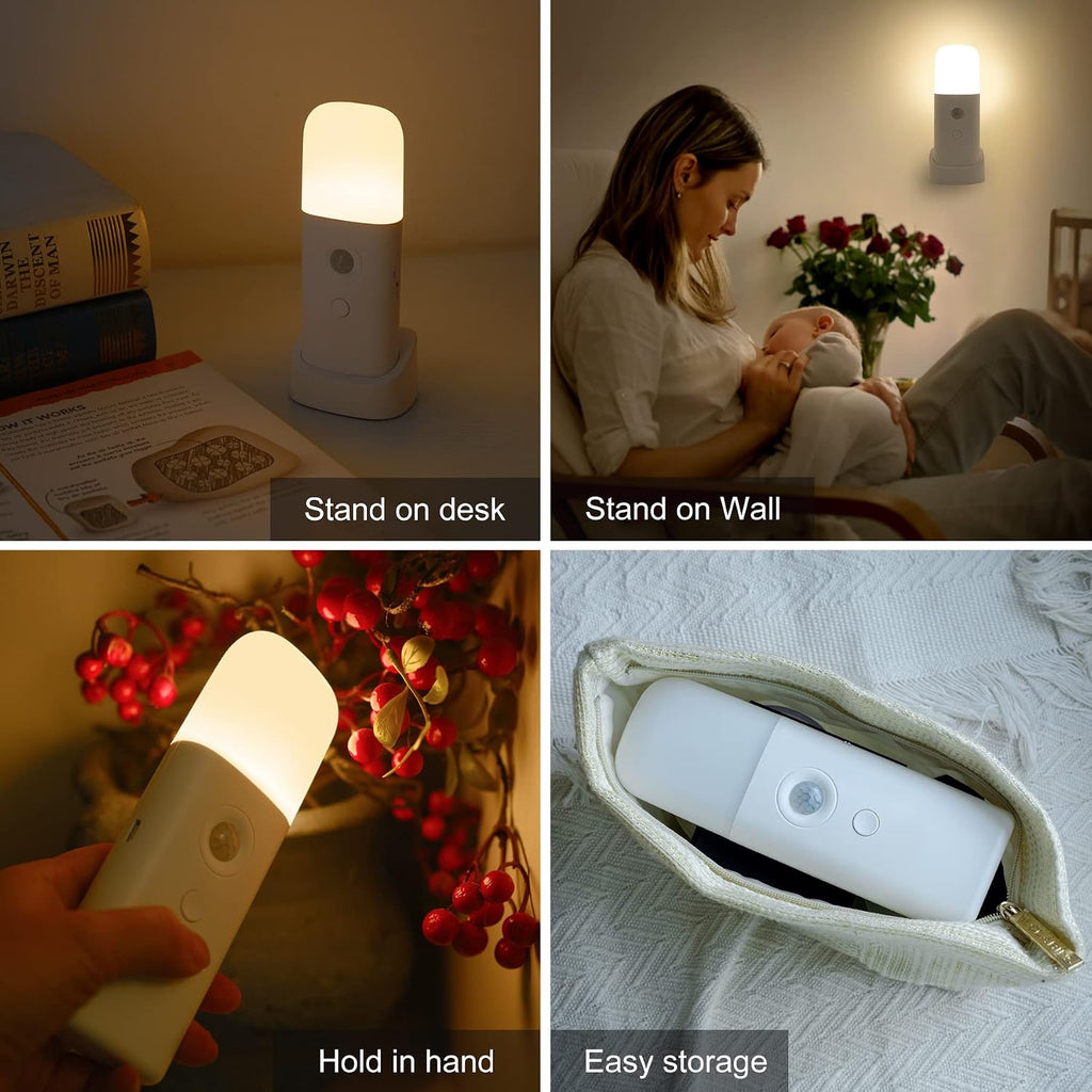 YELKO Motion Sensor Night Light, 2000mAh Rechargeable Night Lights Battery Powered, PortableDimmable Nightlights with 5 Brightness Levels…