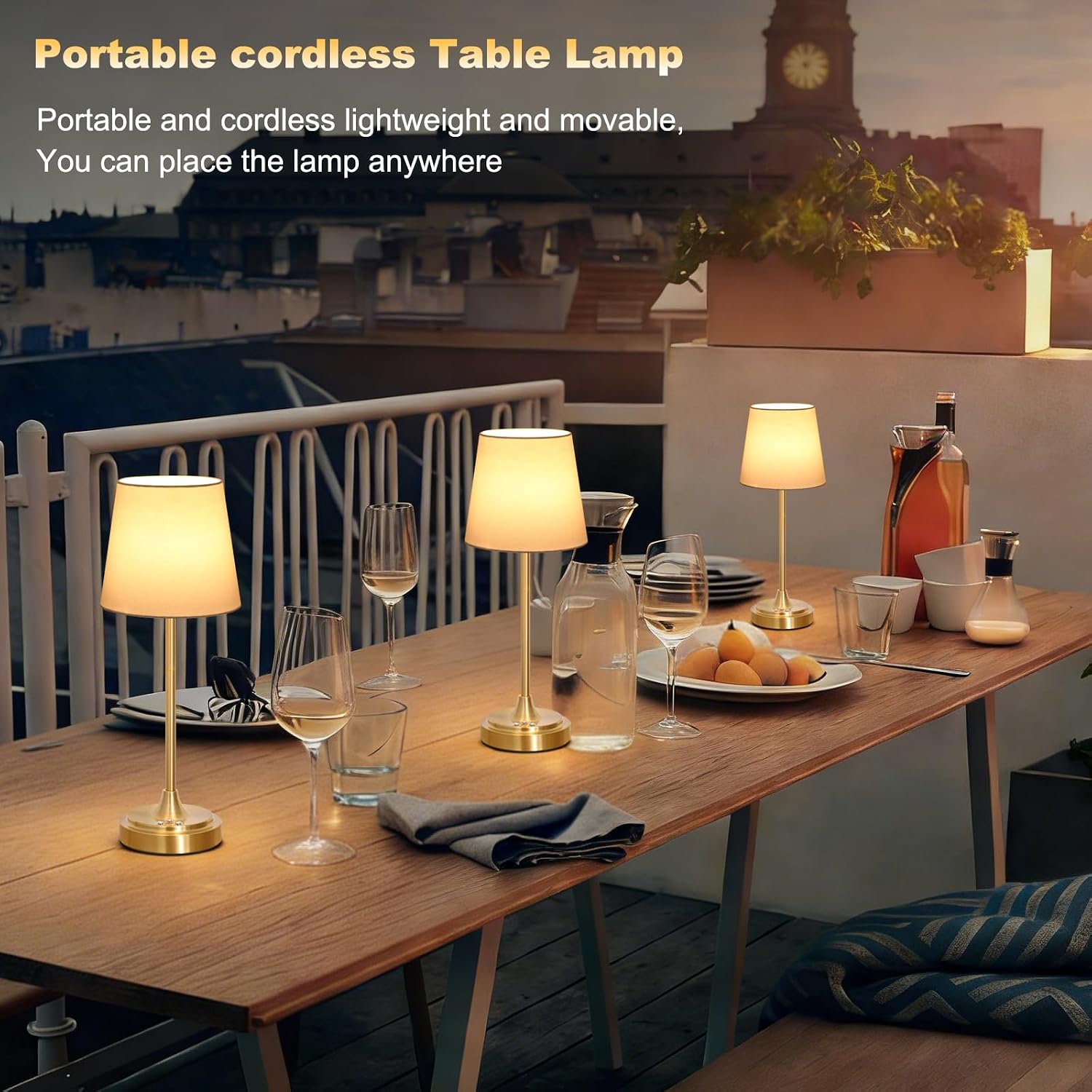 Wowag Cordless Table Lamp Rechargeable,5000mAh Battery Operated Desk Lamp,3 Colors & 7 RGB Stepless Dimmable, Touch Control Ambient Light…