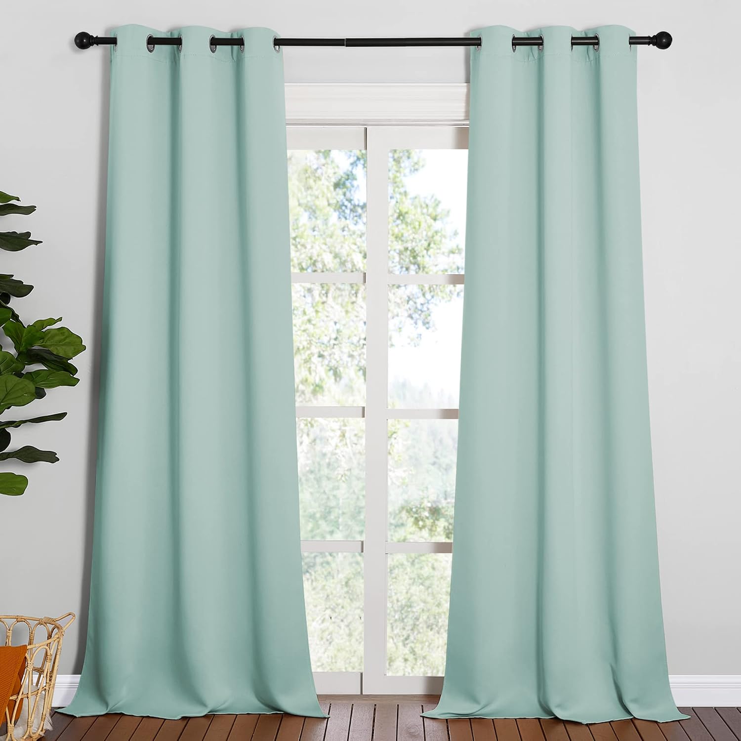 NICETOWN Patio Glass Door Panels - Blackout Curtains for Bedroom/Living Room, Privacy Panel Drapes for Dining and Guest Room (Aqua, 42…