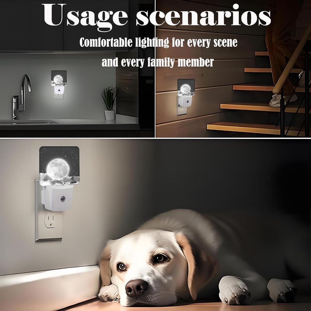Moon in Cloud Night Light, Plug-in Nightlights Auto Sensor Night Lamp Dusk to Dawn Lamp Home Decor for Nursery Children Girls Boys