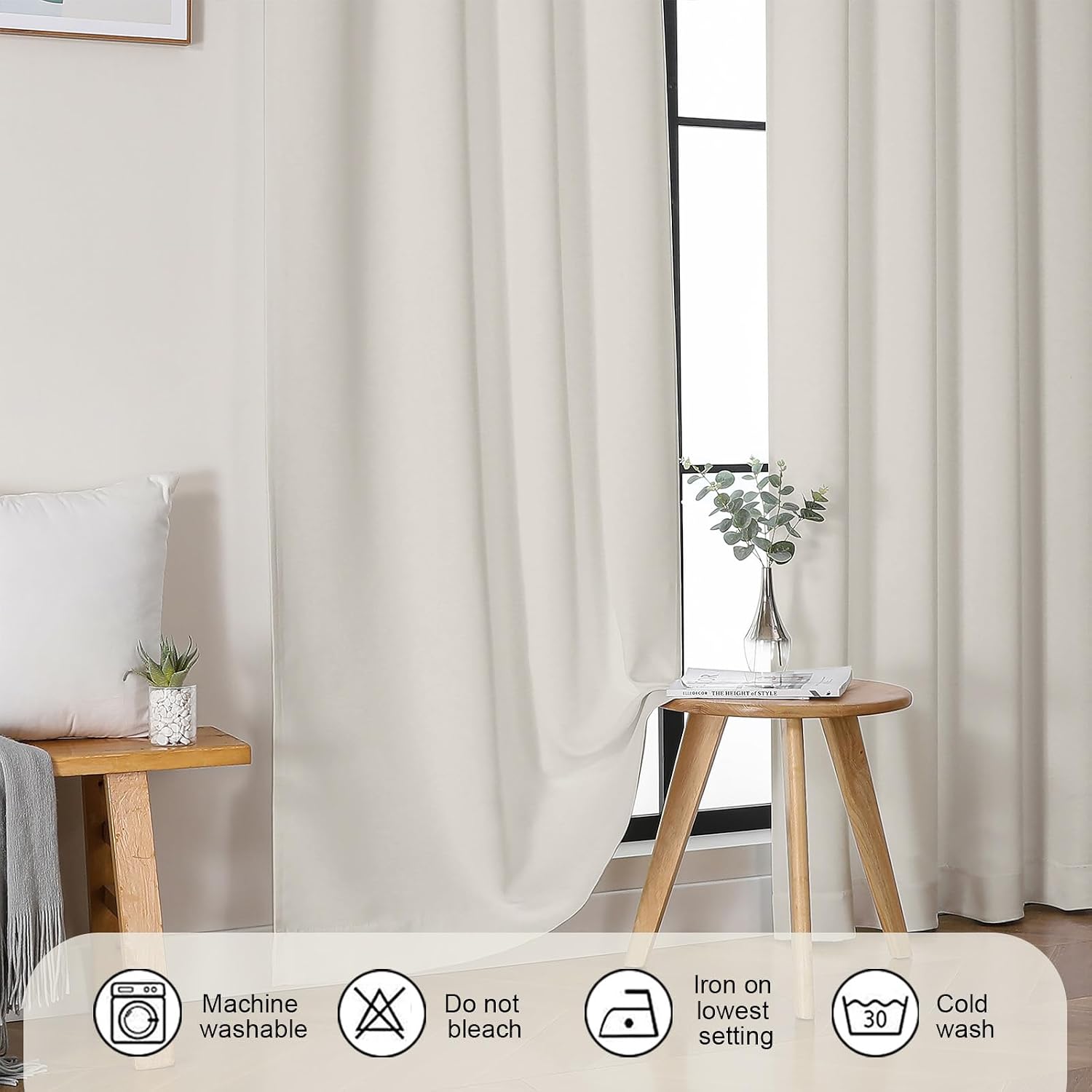 Gwine Natural Light Filtering Curtains for Bedroom 54 Inches Long, Thermal Insulated Room Darkening Curtains for Living Room Each 40"…