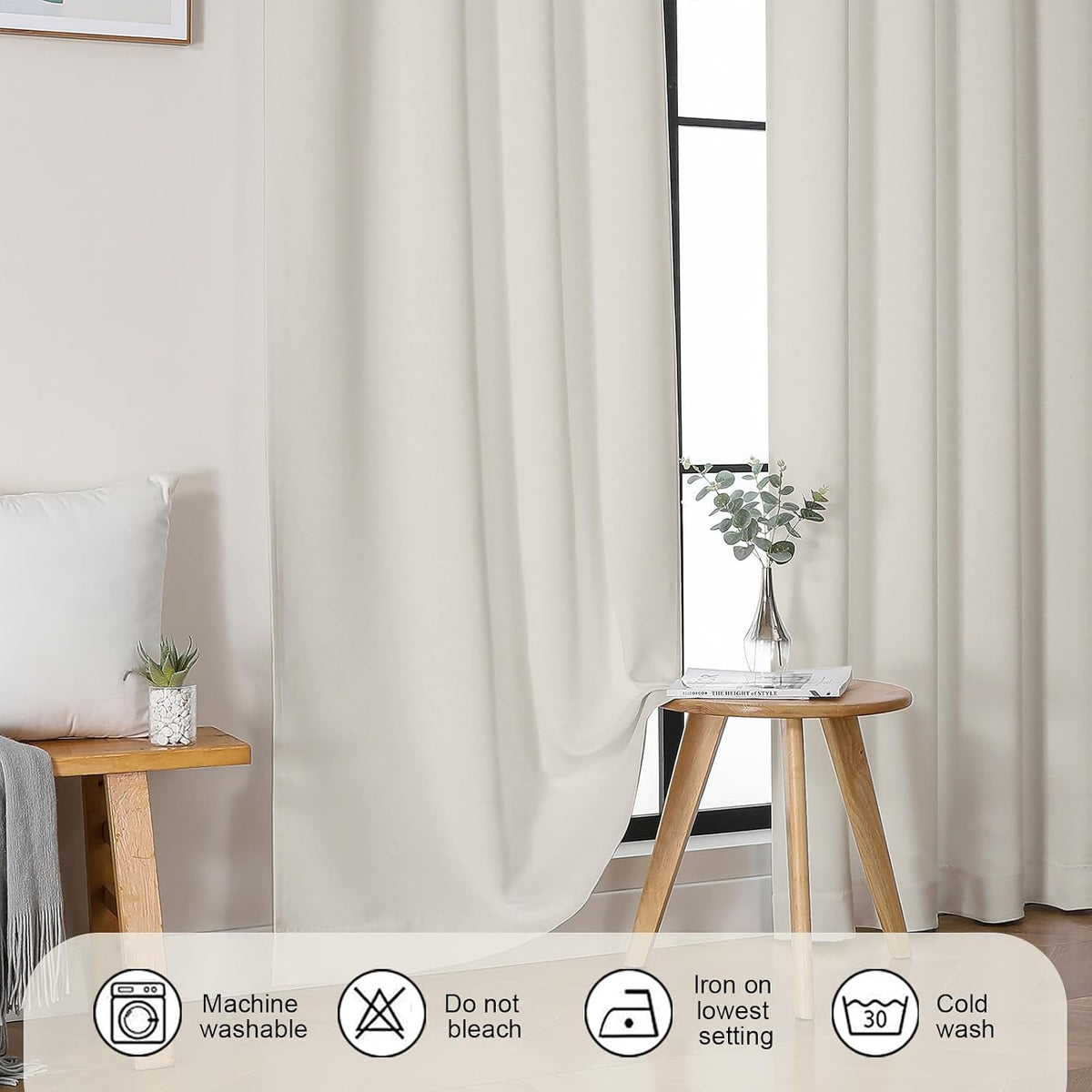 Gwine Light Filtering Curtains for Living Room 63 Inch Long, Thermal Insulated Window Treatment Black Out Curtains for Bedroom Decor with…