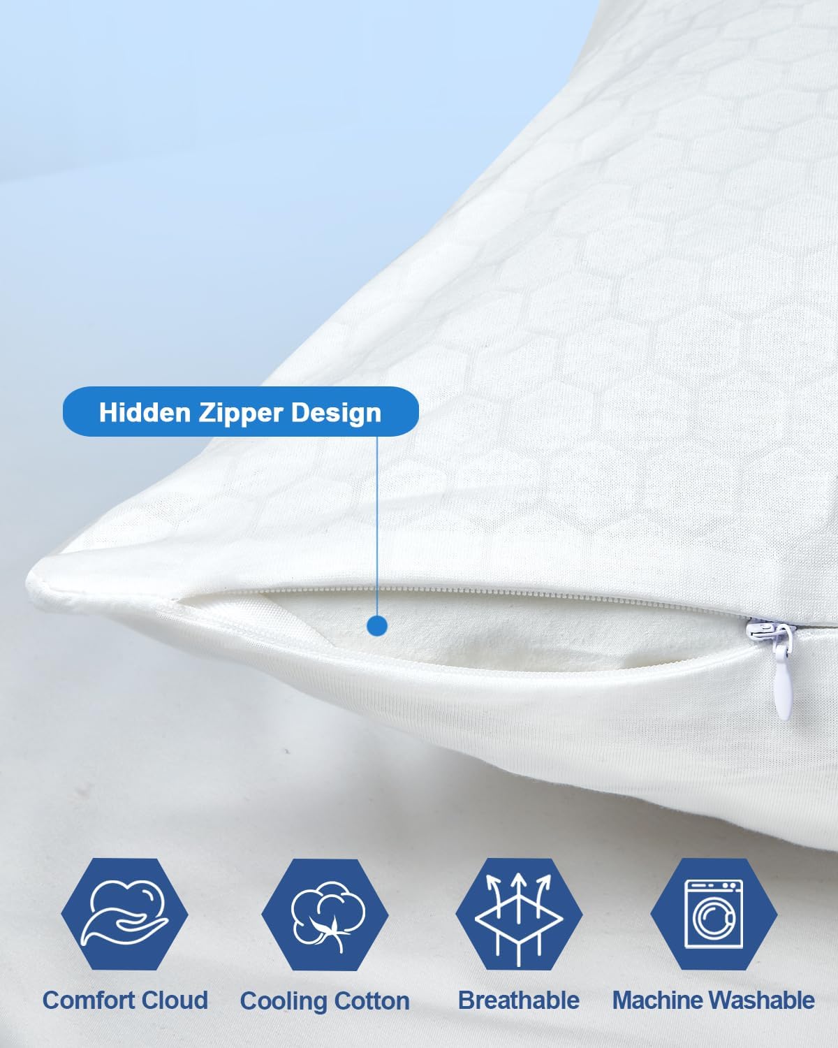 PCM Gel Print Cooling Pillow Cases Only, Standard Size Set of 2 with Double Sided Cold, Moisture Wicking Pillowcase Covers with Hidden…