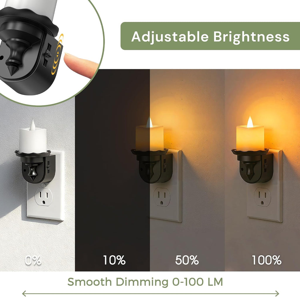 Llohasled L LOHAS LED Flameless Candle Night Light, Flicker Night Lights Plug into Wall 2 Pack, Amber Candle Nightlight with Light Sensor,…