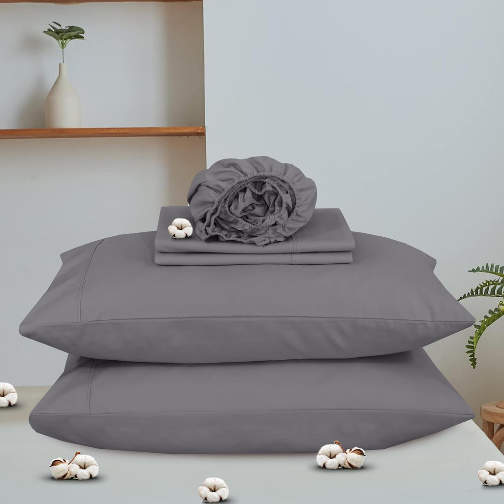 Ruvanti 100% Cotton Organic Percale Sheets Full Size – Crisp Cooling Bed Sheets for Hot Sleepers, Deep Pocket 15”, Soft Peach Finish, Breat…