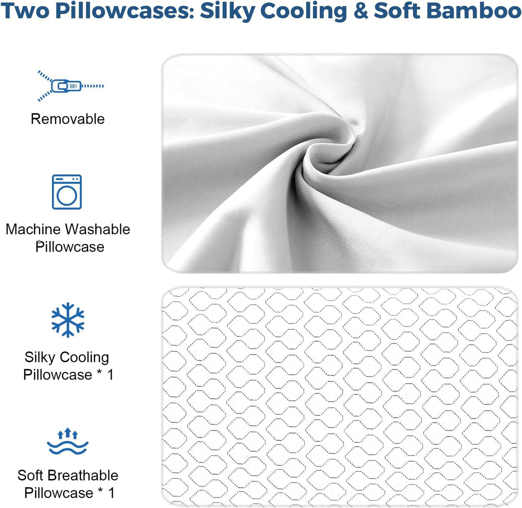 Rainmr Pillow King Size Memory Foam for Sleeping, Bed Pillows with Washable Cooling Pillowcase for Back & Side & Stomach Sleepers, 20x36…