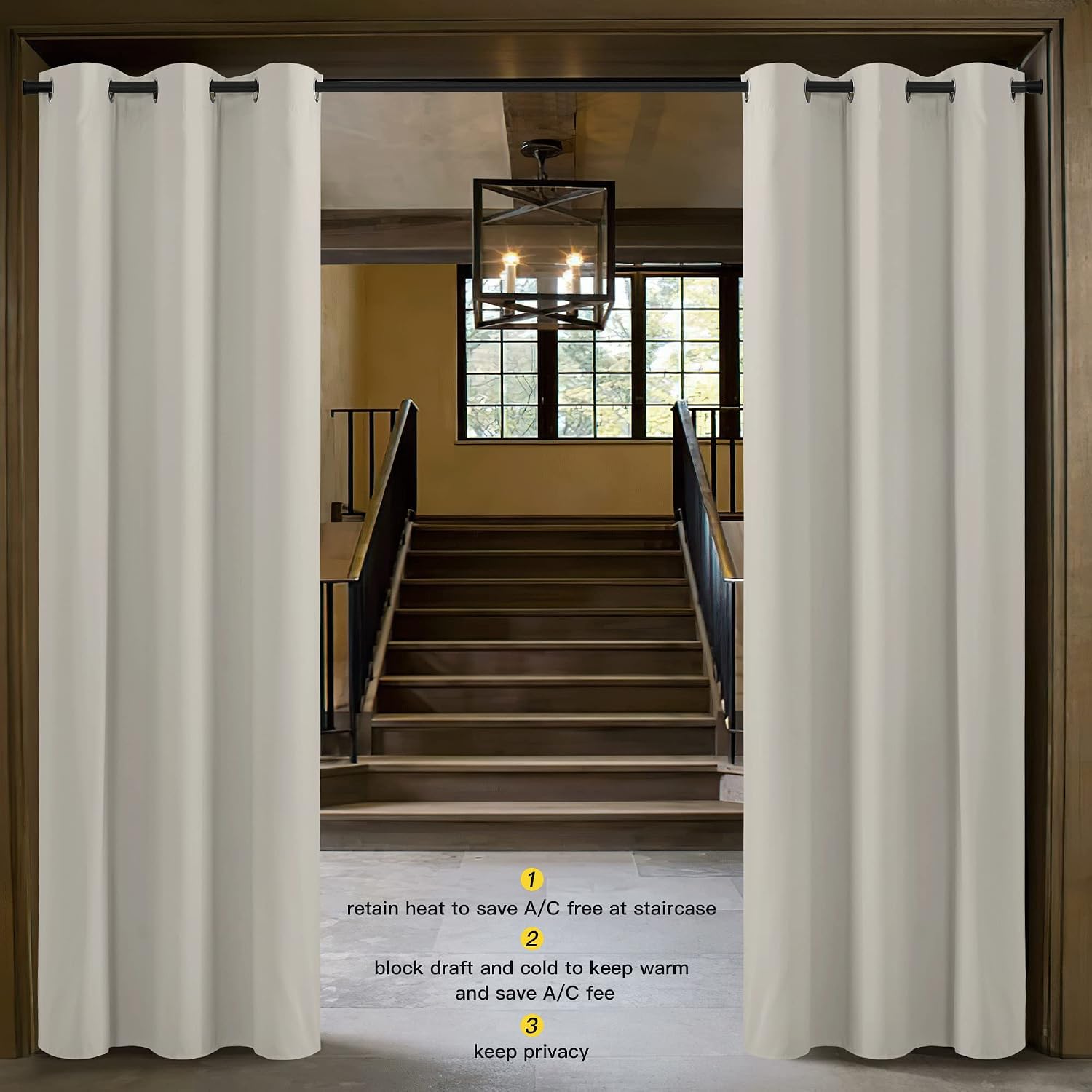 NICETOWN Natural Room Darkening Curtain and Drape Energy Efficient Warmth Solid Grommet Curtain for Office & Classroom (Sold…