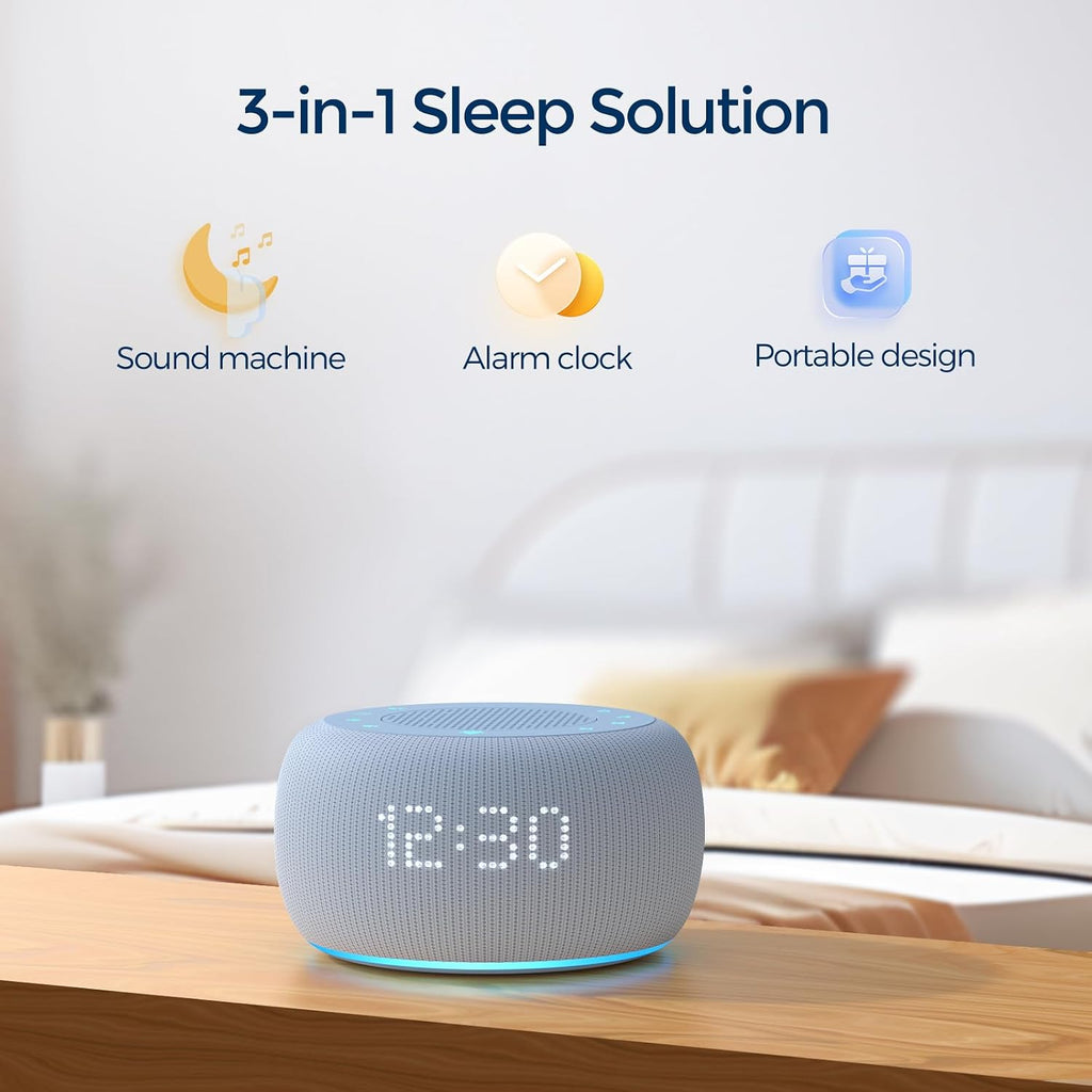 Buffbee Pro 2nd Gen – Upgraded to Rechargeable Battery | 3-in-1 Portable White Noise Sound Machine, Alarm Clock & Bluetooth Speaker for…