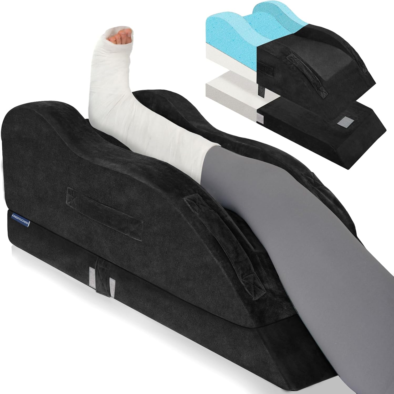 KingPavonini Adjustable Leg Elevation Pillows for After Surgery, Ergonomic Curve Keeps Knee Straight, Memory Foam Leg Pillow Elevation for…