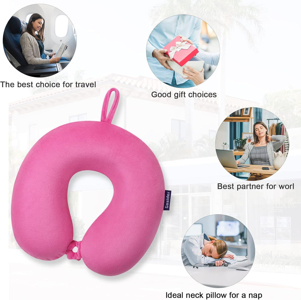 Travel Pillow Memory Foam, Comfortable Travel Neck Pillow U Shape, Support Neck and Head to Relieve Fatigue, Portable Neck Pillow…