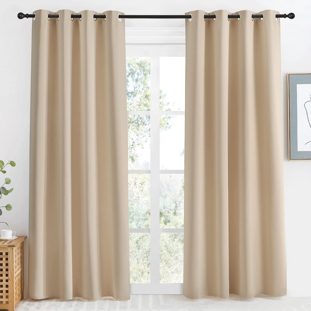 NICETOWN Room Darkening Biscotti Beige Curtain, 55x86 inches, 1 Piece, Modern Design Light Reducing & Privacy Protection Short Window…