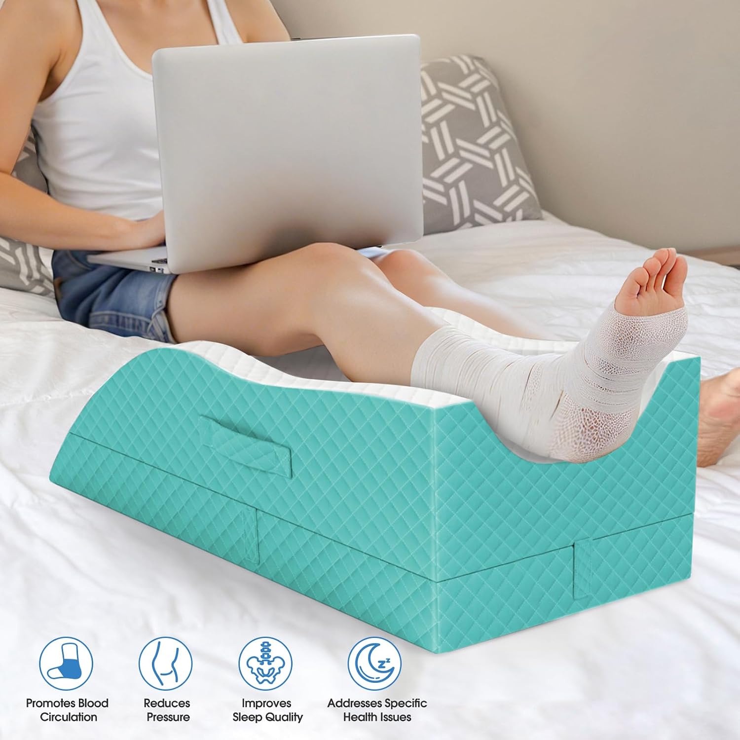 TranquilRelax TranquilRelax Elevation Pillows for Leg After Surgery, Memory Foam Adjustable Wedge Pillow for Injury or Rest, Ankle P…